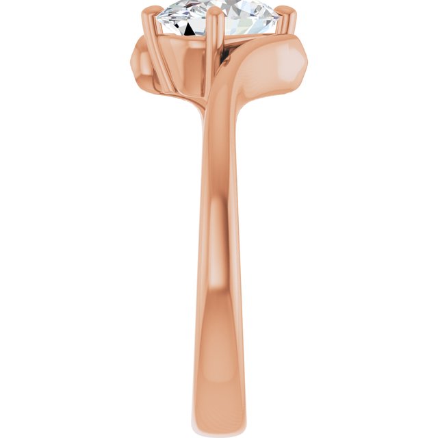 ANNE Solitaire Oval Engagement Ring with Sweeping Band - 18K Rose Gold - View 4