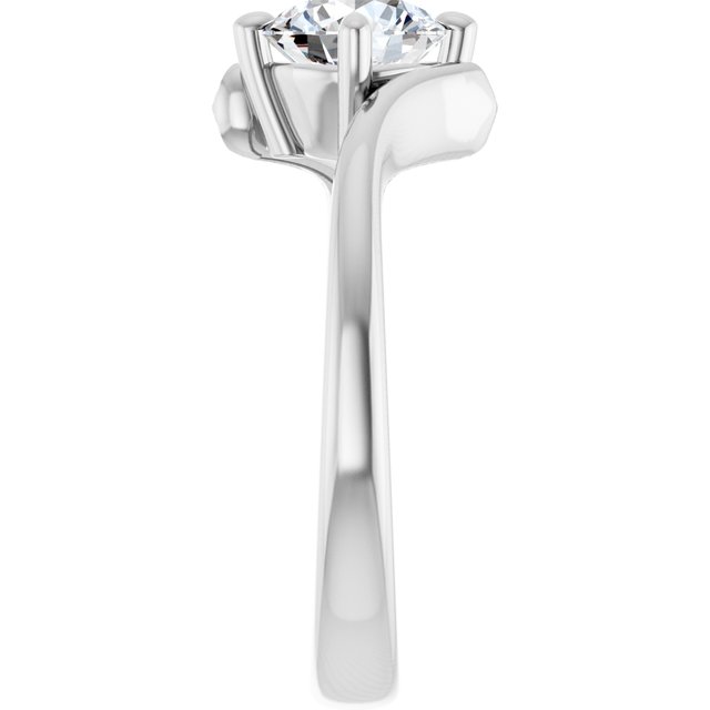ANNE Solitaire Round Engagement Ring with Sweeping Band - Platinum - View 4