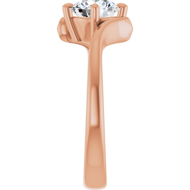 ANNE Solitaire Round Engagement Ring with Sweeping Band - 18K Rose Gold - View 4