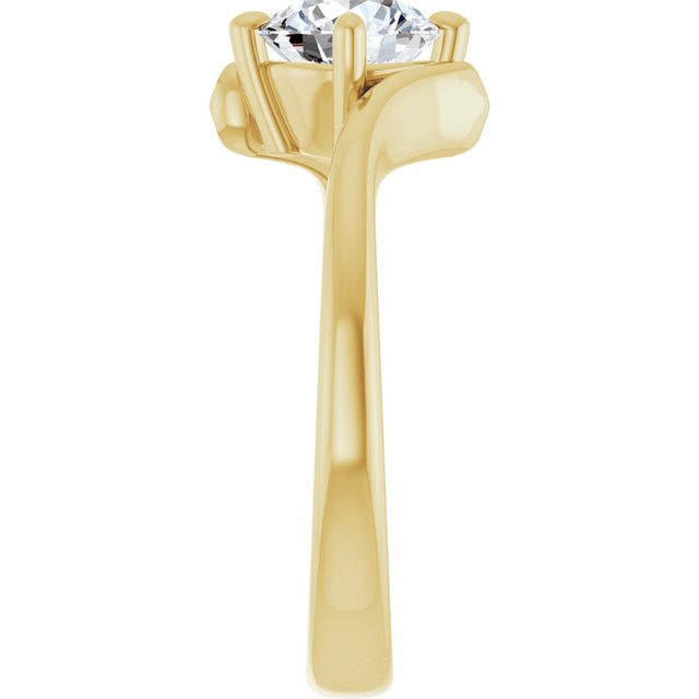 ANNE Solitaire Round Engagement Ring with Sweeping Band - 18K Yellow Gold - View 4