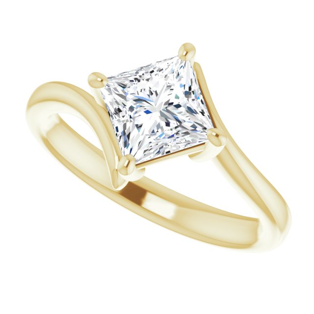 ANNE Solitaire Square Engagement Ring with Sweeping Band - 18K Yellow Gold - View 5