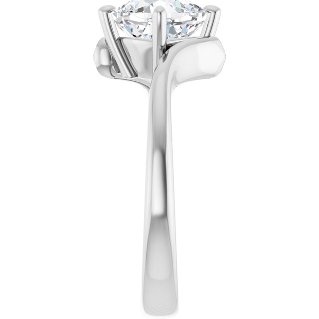 ANNE Solitaire Cushion Engagement Ring with Sweeping Band - Platinum - View 4