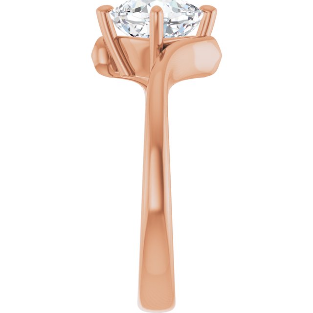 ANNE Solitaire Cushion Engagement Ring with Sweeping Band - 18K Rose Gold - View 4