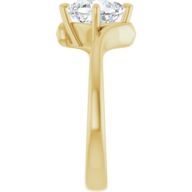ANNE Solitaire Cushion Engagement Ring with Sweeping Band - 18K Yellow Gold - View 4