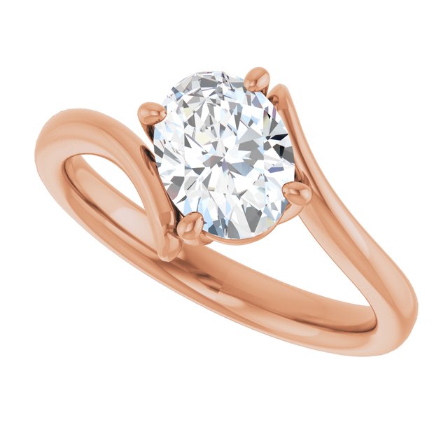 ANNE Solitaire Oval Engagement Ring with Sweeping Band - 18K Rose Gold - View 5