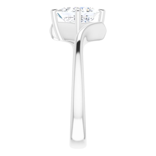 ANNE Solitaire Square Engagement Ring with Sweeping Band - Platinum - View 4
