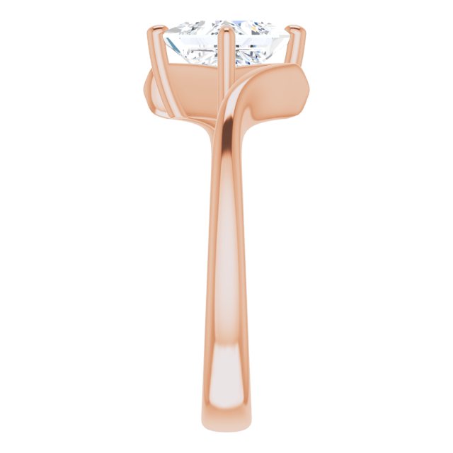 ANNE Solitaire Square Engagement Ring with Sweeping Band - 18K Rose Gold - View 4