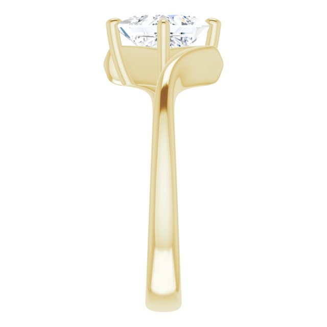 ANNE Solitaire Square Engagement Ring with Sweeping Band - 18K Yellow Gold - View 4