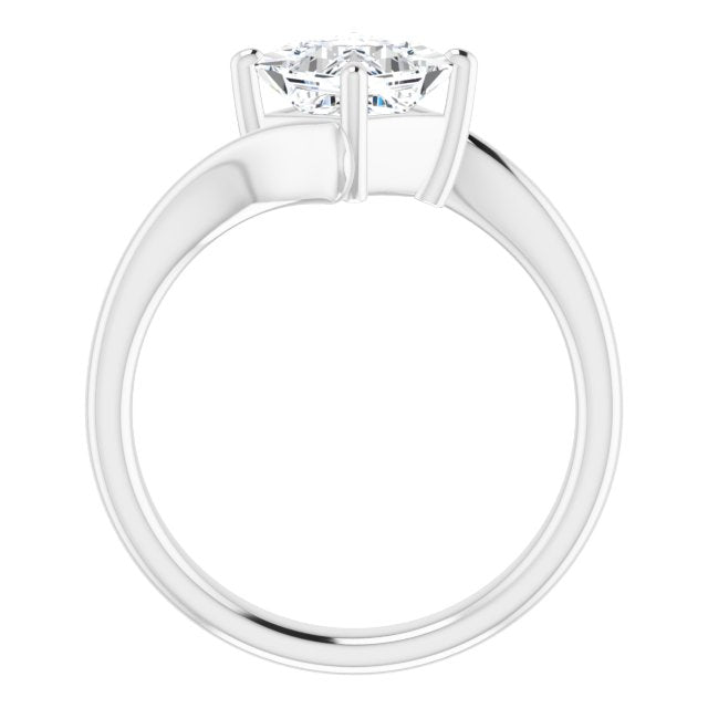 ANNE Solitaire Square Engagement Ring with Sweeping Band - Platinum - View 2