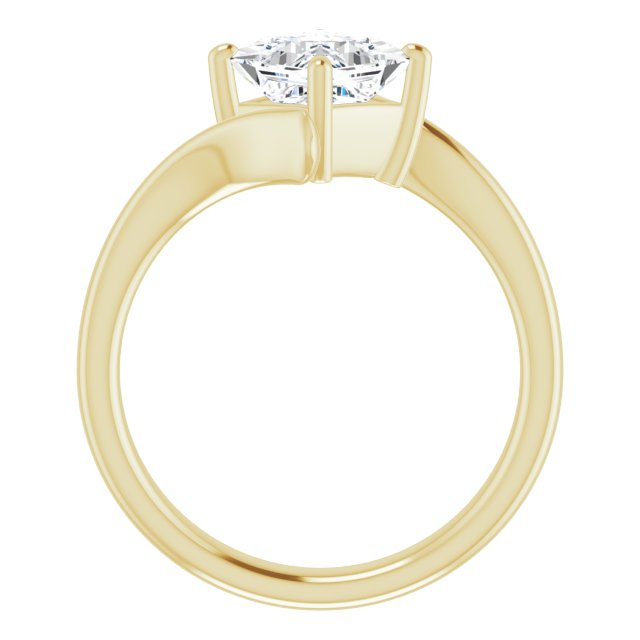 ANNE Solitaire Square Engagement Ring with Sweeping Band - 18K Yellow Gold - View 2
