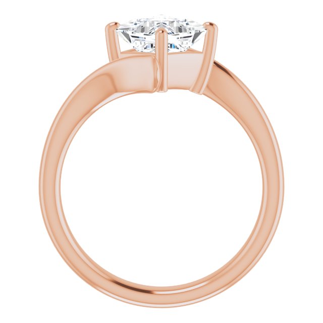 ANNE Solitaire Square Engagement Ring with Sweeping Band - 18K Rose Gold - View 2