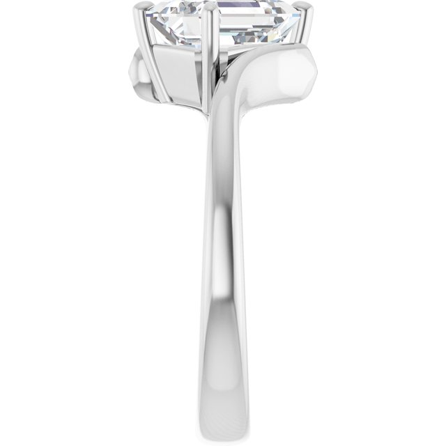 ANNE Solitaire Emerald Engagement Ring with Sweeping Band - Platinum - View 4