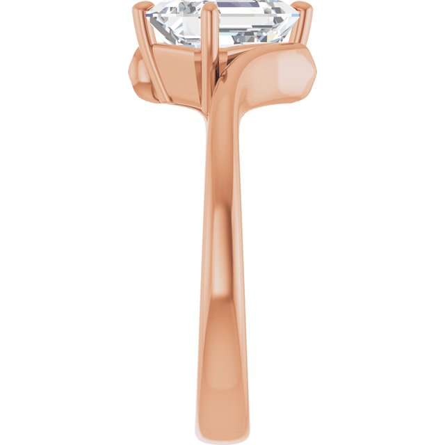 ANNE Solitaire Emerald Engagement Ring with Sweeping Band - 18K Rose Gold - View 4