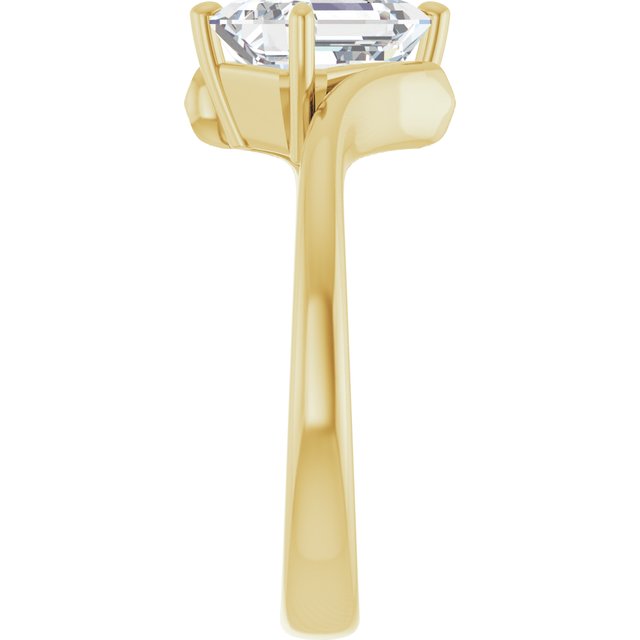 ANNE Solitaire Emerald Engagement Ring with Sweeping Band - 18K Yellow Gold - View 4