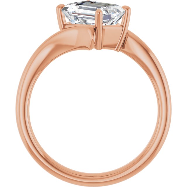 ANNE Solitaire Emerald Engagement Ring with Sweeping Band - 18K Rose Gold - View 2