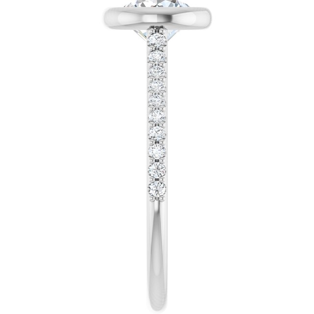 LAYLA Bezel Solitaire Round Engagement Ring with Shoulder Diamonds - Platinum - View 4