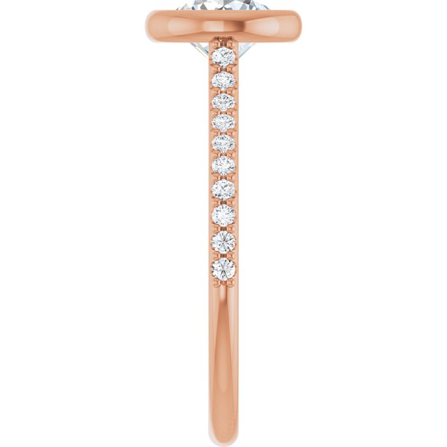 LAYLA Bezel Solitaire Round Engagement Ring with Shoulder Diamonds - 18K Rose Gold - View 4