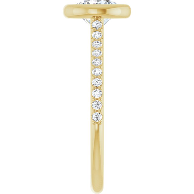 LAYLA Bezel Solitaire Round Engagement Ring with Shoulder Diamonds - 18K Yellow Gold - View 4