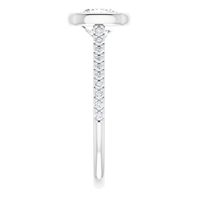LAYLA Bezel Solitaire Cushion Engagement Ring with Shoulder Diamonds - Platinum - View 4