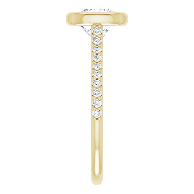 LAYLA Bezel Solitaire Cushion Engagement Ring with Shoulder Diamonds - 18K Yellow Gold - View 4