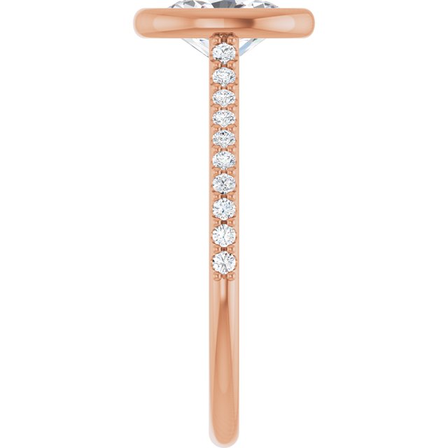 LAYLA Bezel Solitaire Oval Engagement Ring with Shoulder Diamonds - 18K Rose Gold - View 4