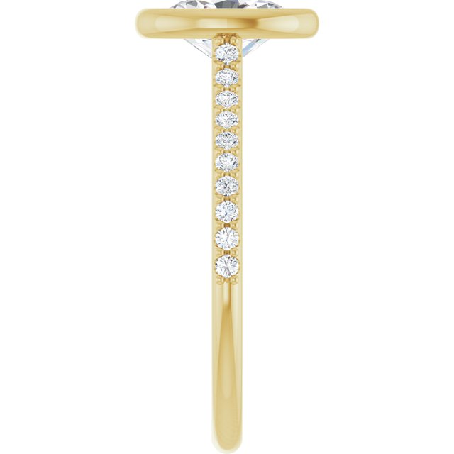 LAYLA Bezel Solitaire Oval Engagement Ring with Shoulder Diamonds - 18K Yellow Gold - View 4