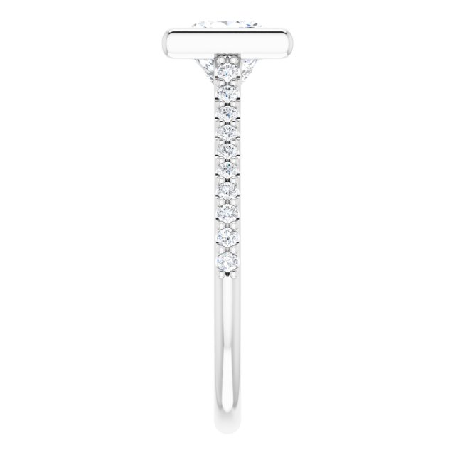 LAYLA Bezel Solitaire Square Engagement Ring with Shoulder Diamonds - Platinum - View 4