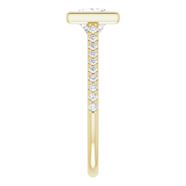 LAYLA Bezel Solitaire Square Engagement Ring with Shoulder Diamonds - 18K Yellow Gold - View 4