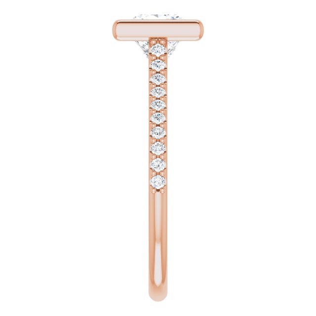 LAYLA Bezel Solitaire Square Engagement Ring with Shoulder Diamonds - 18K Rose Gold - View 4