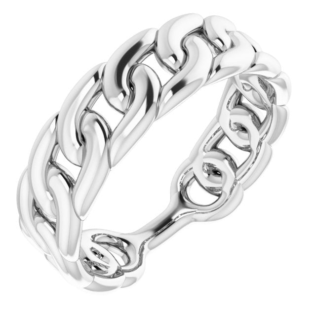 10K White Gold 10K White Stackable Chain Link Ring Jewelry
