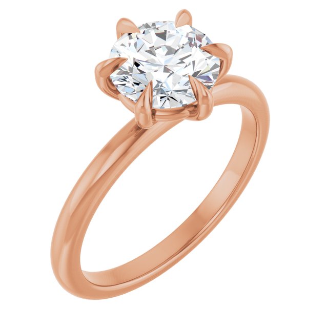 CATALINA Solitaire Round Engagement Ring with Talon Claws - 18K Rose Gold - View 1