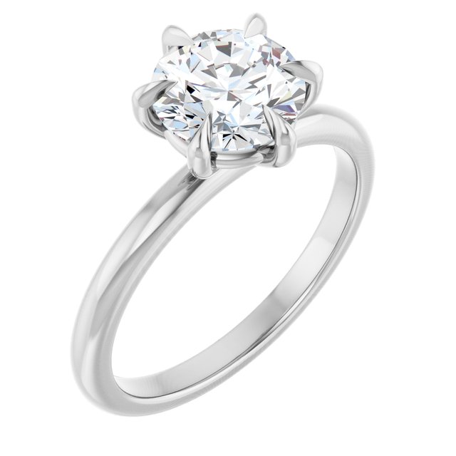 CATALINA Solitaire Round Engagement Ring with Talon Claws - Platinum - View 1