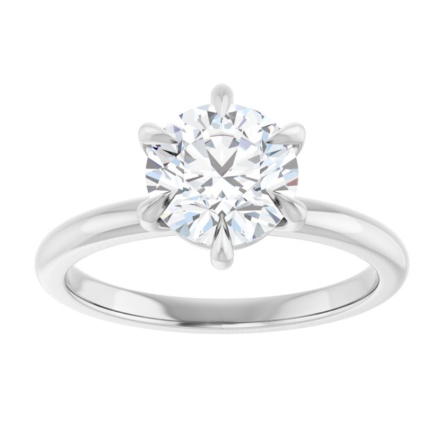 CATALINA Solitaire Round Engagement Ring with Talon Claws - Platinum - View 3