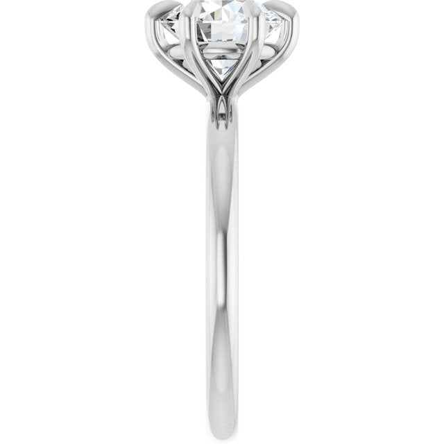 CATALINA Solitaire Round Engagement Ring with Talon Claws - Platinum - View 4