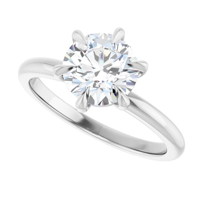 CATALINA Solitaire Round Engagement Ring with Talon Claws - Platinum - View 5