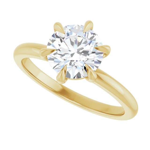 CATALINA Solitaire Round Engagement Ring with Talon Claws - 18K Yellow Gold - View 5
