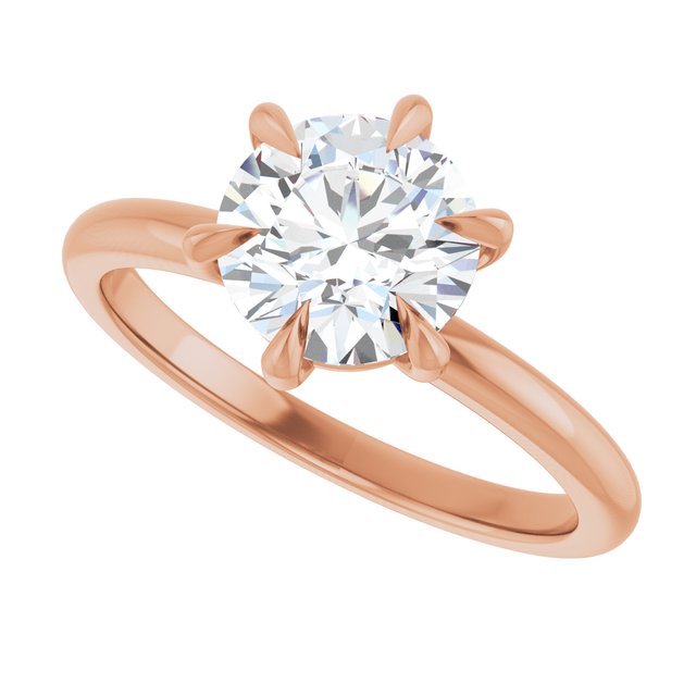 CATALINA Solitaire Round Engagement Ring with Talon Claws - 18K Rose Gold - View 5