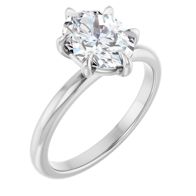 CATALINA Solitaire Oval Engagement Ring with Talon Claws - Platinum - View 1
