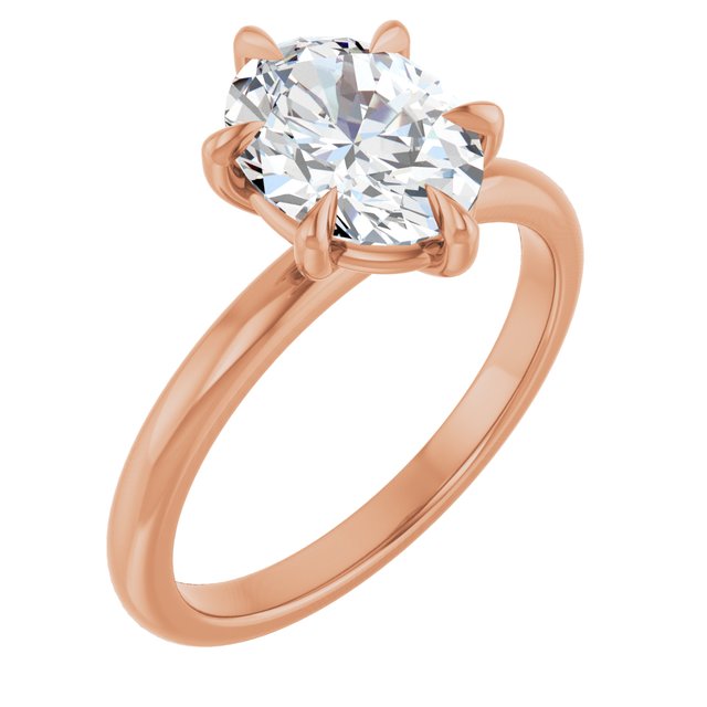 CATALINA Solitaire Oval Engagement Ring with Talon Claws - 18K Rose Gold - View 1