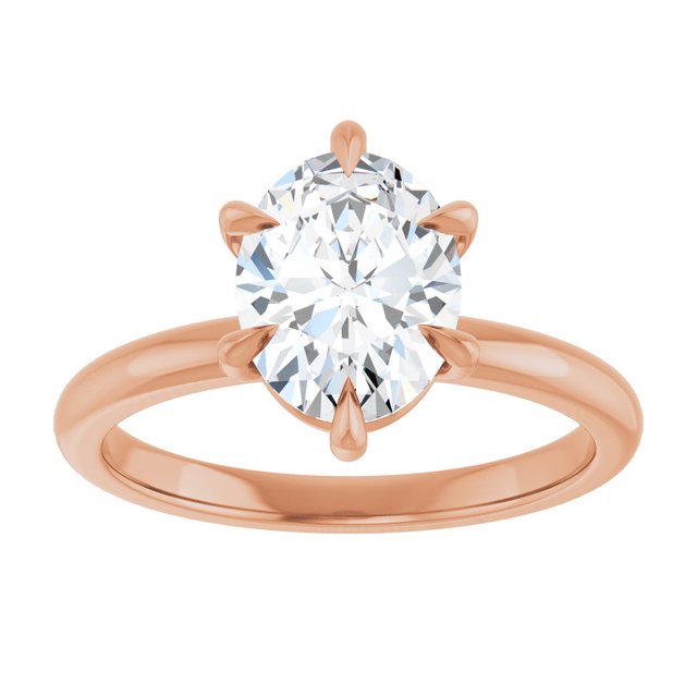 CATALINA Solitaire Oval Engagement Ring with Talon Claws - 18K Rose Gold - View 3