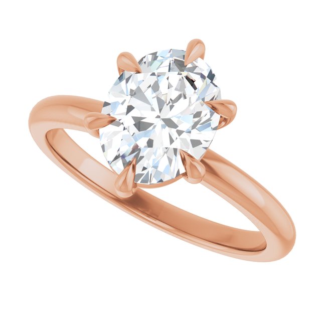 CATALINA Solitaire Oval Engagement Ring with Talon Claws - 18K Rose Gold - View 5