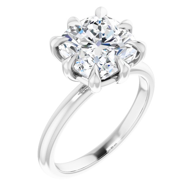 CATALINA Solitaire Cushion Engagement Ring with Talon Claws - Platinum - View 1