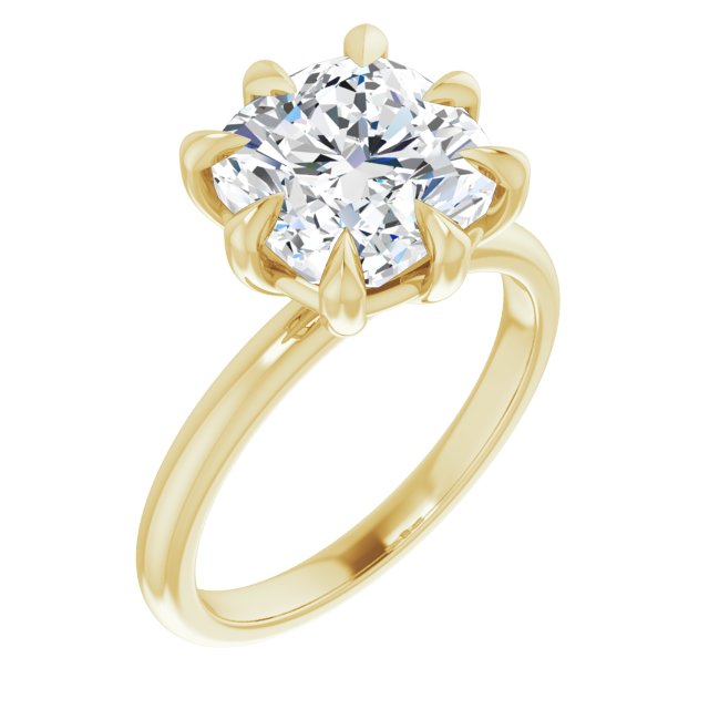 CATALINA Solitaire Cushion Engagement Ring with Talon Claws - 18K Yellow Gold - View 1