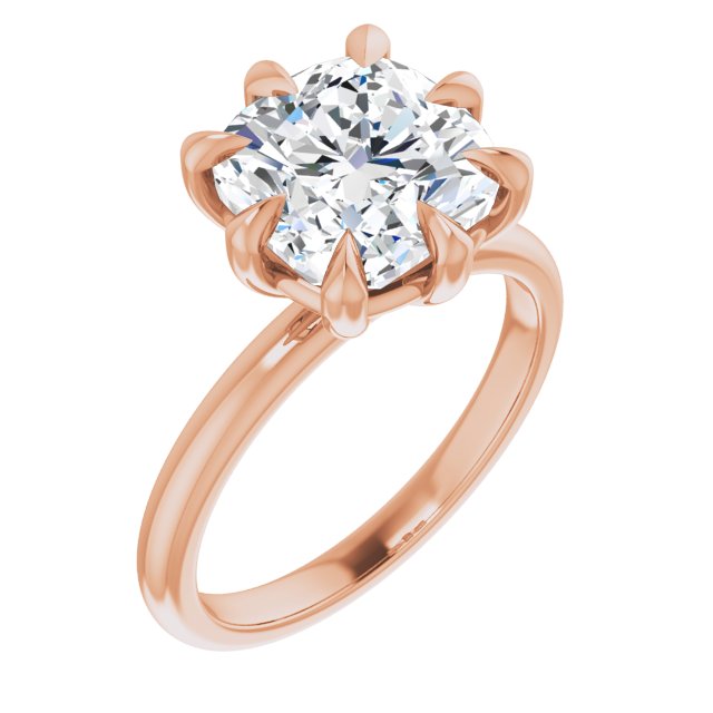 CATALINA Solitaire Cushion Engagement Ring with Talon Claws - 18K Rose Gold - View 1