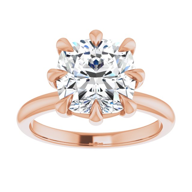 CATALINA Solitaire Cushion Engagement Ring with Talon Claws - 18K Rose Gold - View 3