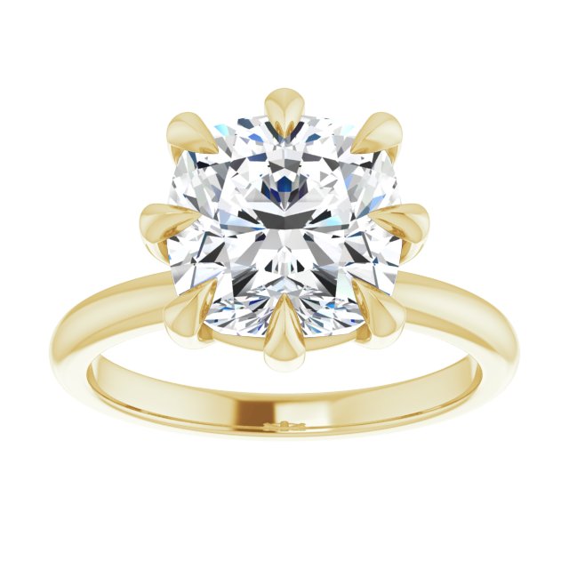 CATALINA Solitaire Cushion Engagement Ring with Talon Claws - 18K Yellow Gold - View 3