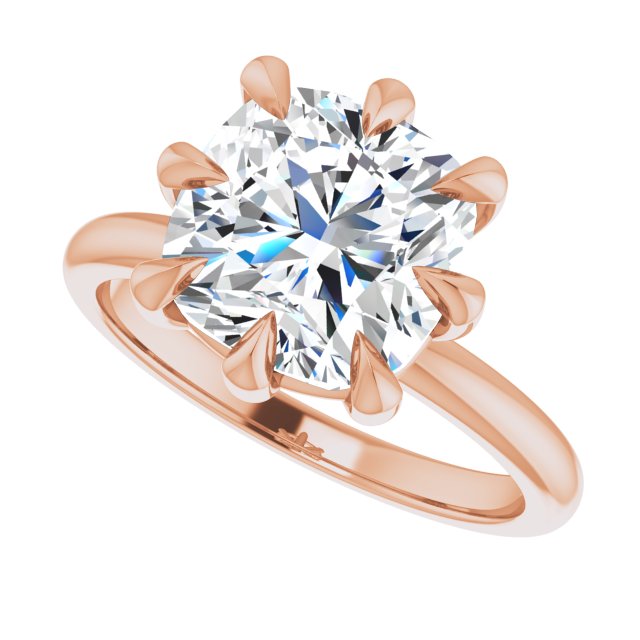 CATALINA Solitaire Cushion Engagement Ring with Talon Claws - 18K Rose Gold - View 5