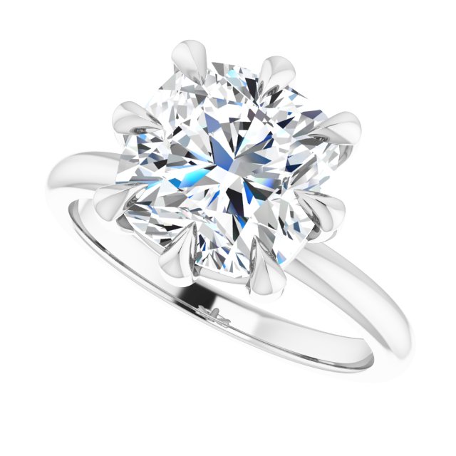 CATALINA Solitaire Cushion Engagement Ring with Talon Claws - Platinum - View 5