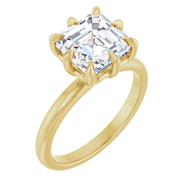 CATALINA Solitaire Asscher Engagement Ring with Talon Claws - 18K Yellow Gold - View 1