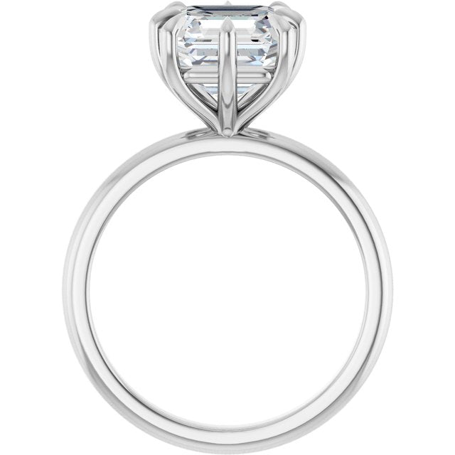 CATALINA Solitaire Asscher Engagement Ring with Talon Claws - Platinum - View 2